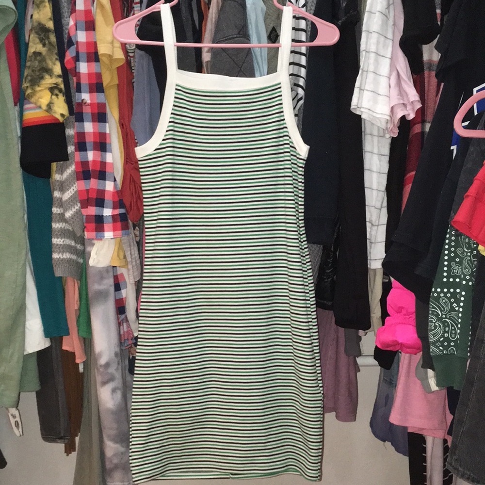 Green and White Striped Forever 21 Dress - Tight and Stretchy